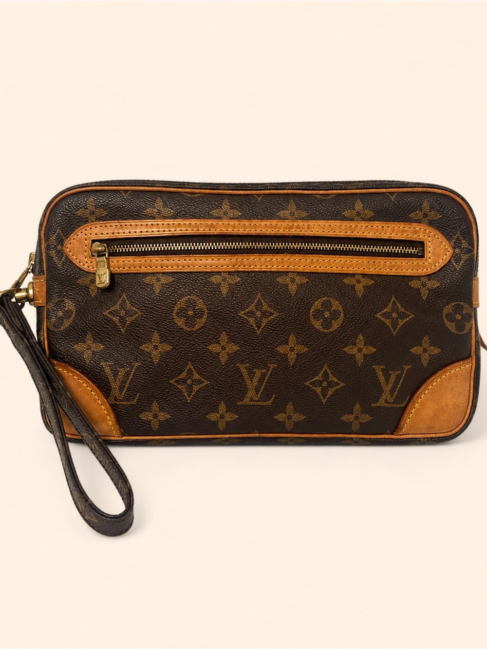Louis Vuitton Marly Dragonne GM Monogram Clutch Wristlet Vintage w/ COA